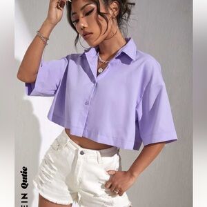 Lavender Button-Up Women's Crop Top